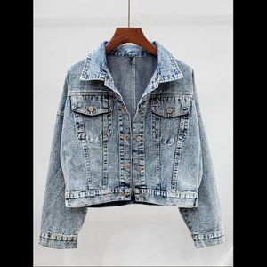 Light Blue Tassel Sequins Denim Jackets